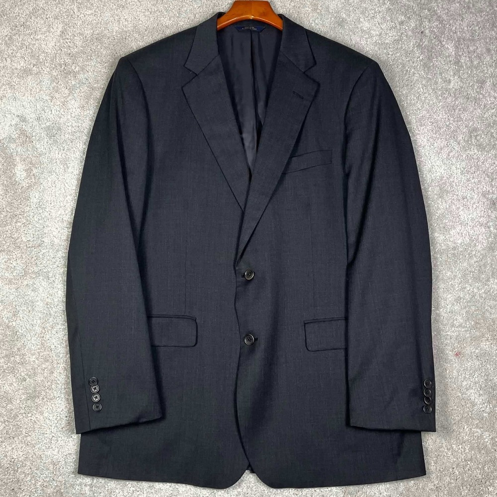 Brooks Brothers 1818 Madison Suit Jacket Men 44R Gray Two Button Wool Blazer